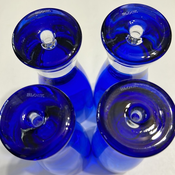 Block Signed Stockholm Crystal 4 Cobalt Blue Air Bubble Bottom Highball Glasses - Picture 8 of 11